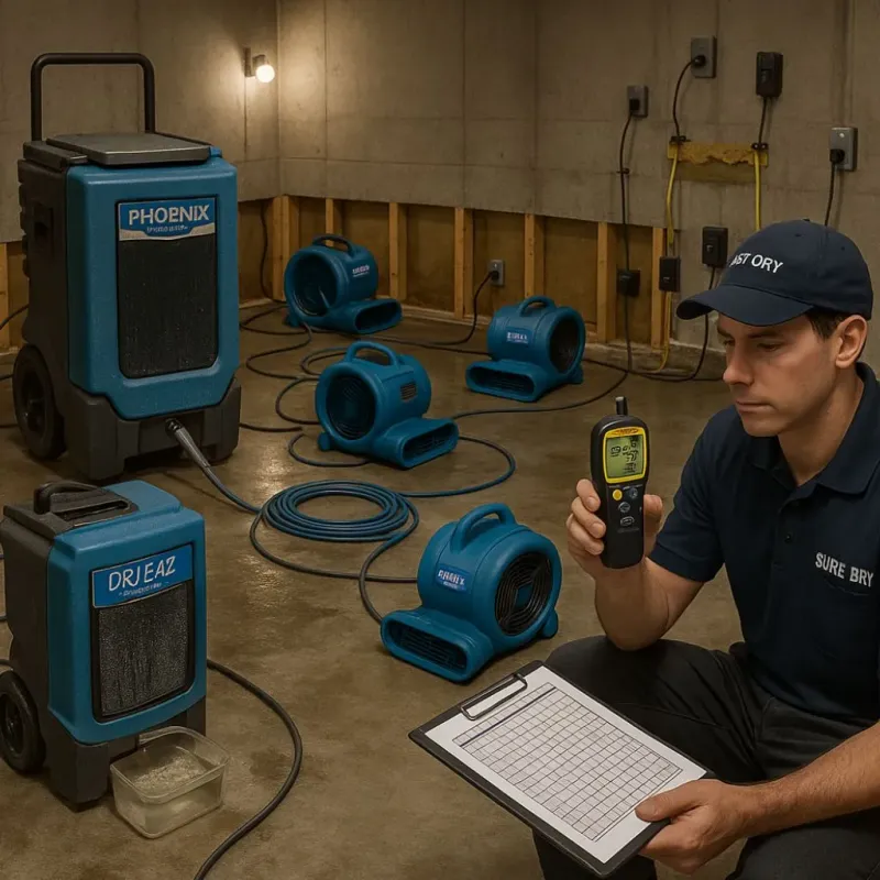 Structural Drying and Dehumidification process in Cologne, MN